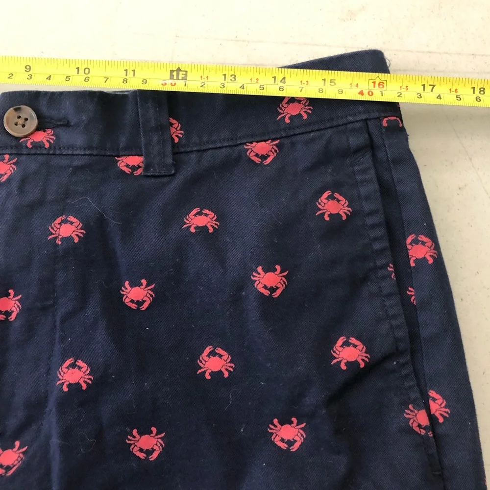 J.CREW Mens Navy Blue Red Crab Print 9